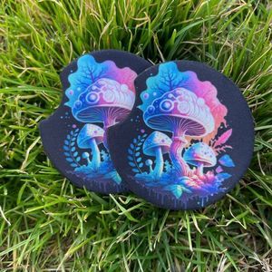 Black Trippy Mushroom Coaster Set | Car Decor | Car Accessories
